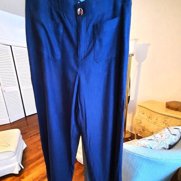 Haver and Blair (London) wide leg trousers, navy blue, classic look - Picture 2 of 8